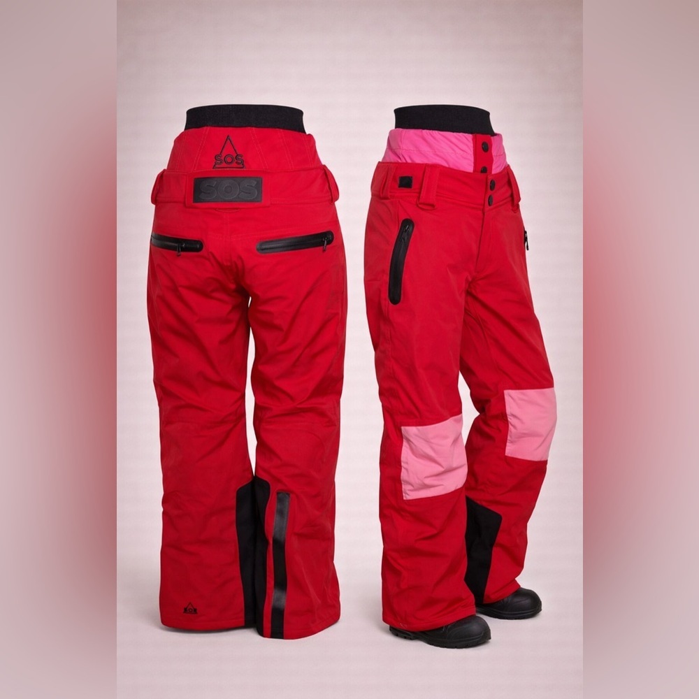 Women's Red and Pink Snow Pants